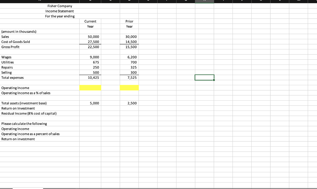 Solved Fisher Company Income Statement For the year ending | Chegg.com