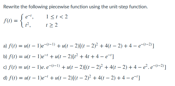 Solved Rewrite the following piecewise function using the | Chegg.com
