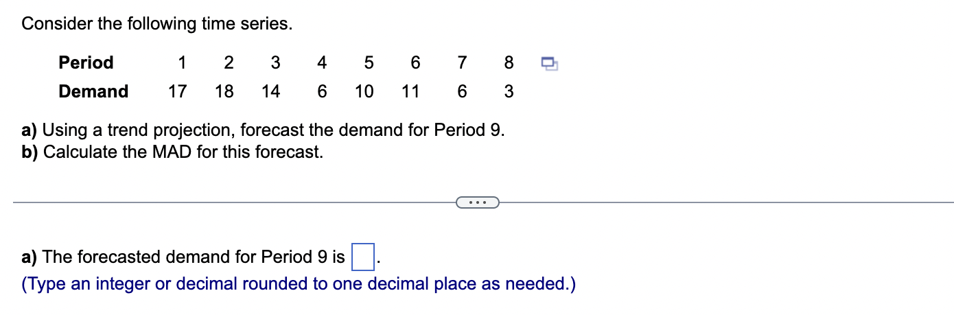 Solved Consider The Following Time Series.a) ﻿Using A Trend | Chegg.com