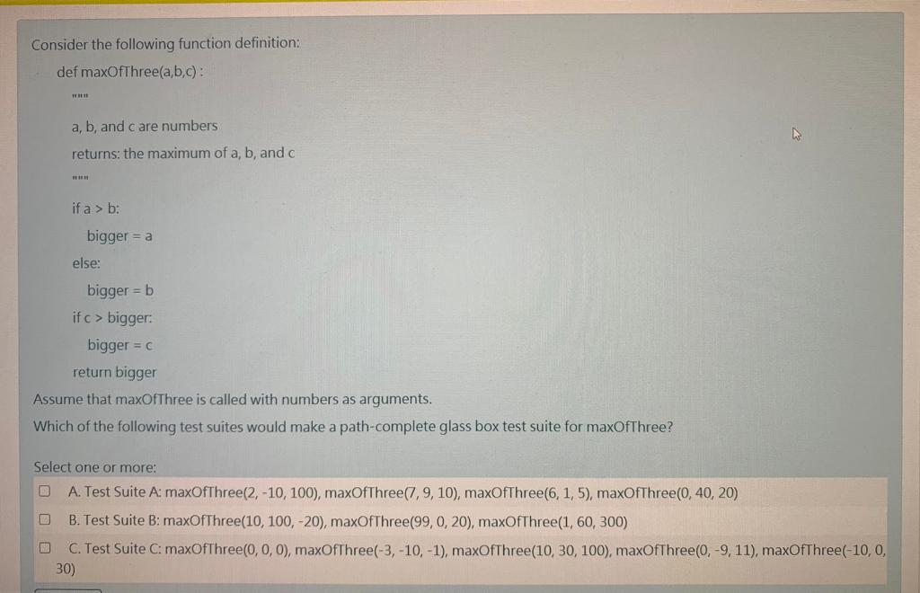 Solved Consider The Following Function Definition: Def | Chegg.com