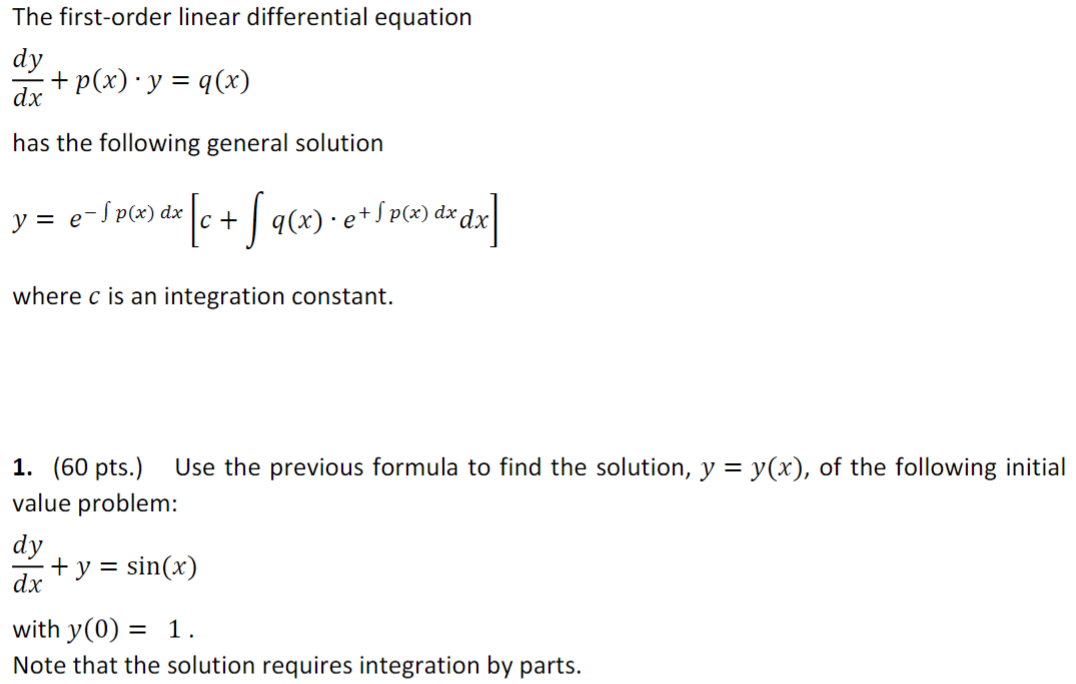 Solved The first-order linear differential equation | Chegg.com