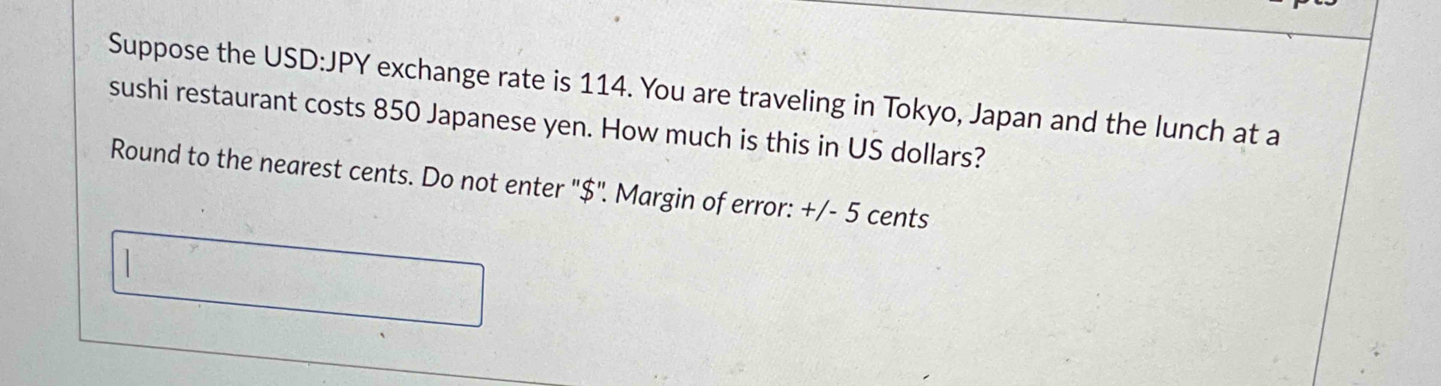 Solved Suppose the USD:JPY exchange rate is 114 ﻿You are Chegg com