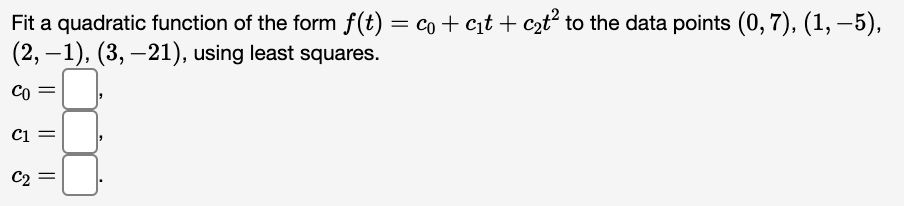 Solved = Fit a linear function of the form f(t) = co + cıt | Chegg.com