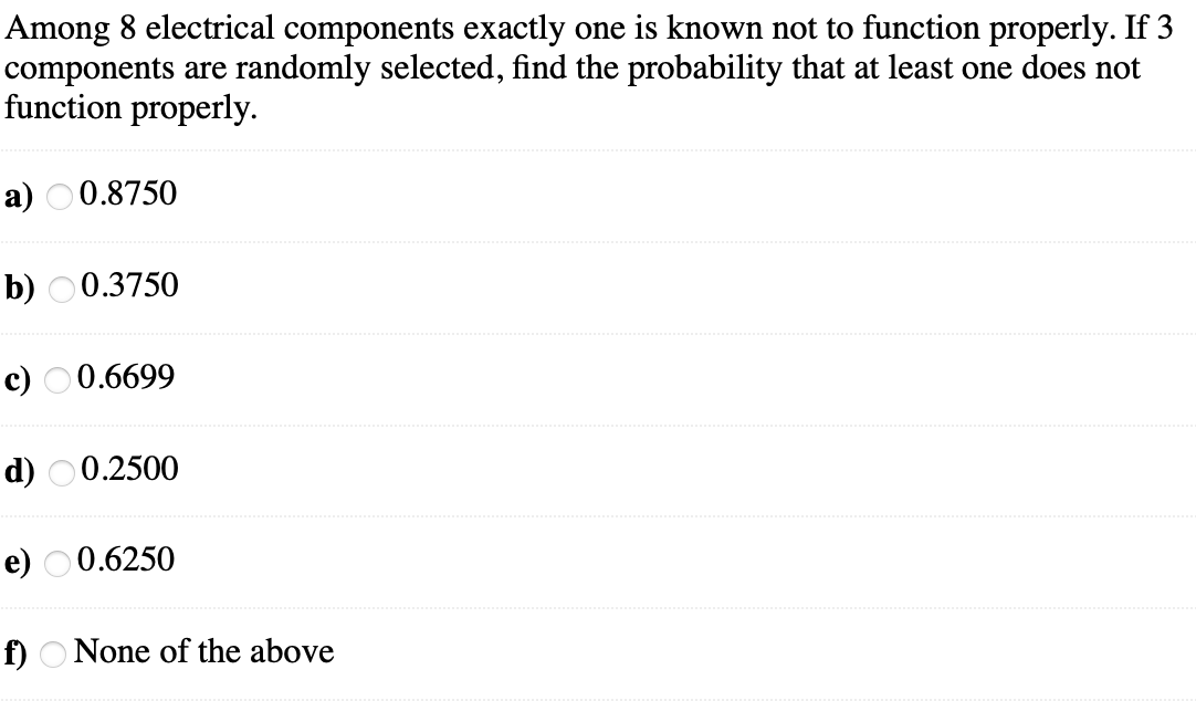 Solved Among 8 electrical components exactly one is known | Chegg.com