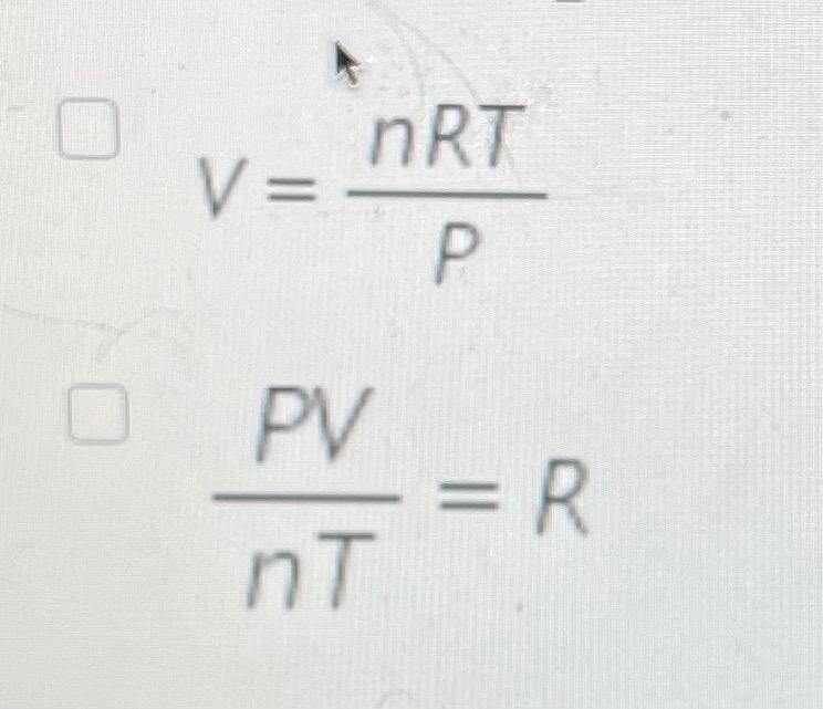 Solved The ideal gas law can be rearranged in many ways,