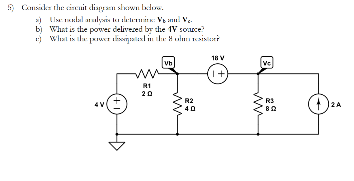 Solved 5) Consider the circuit diagram shown below. a) Use | Chegg.com