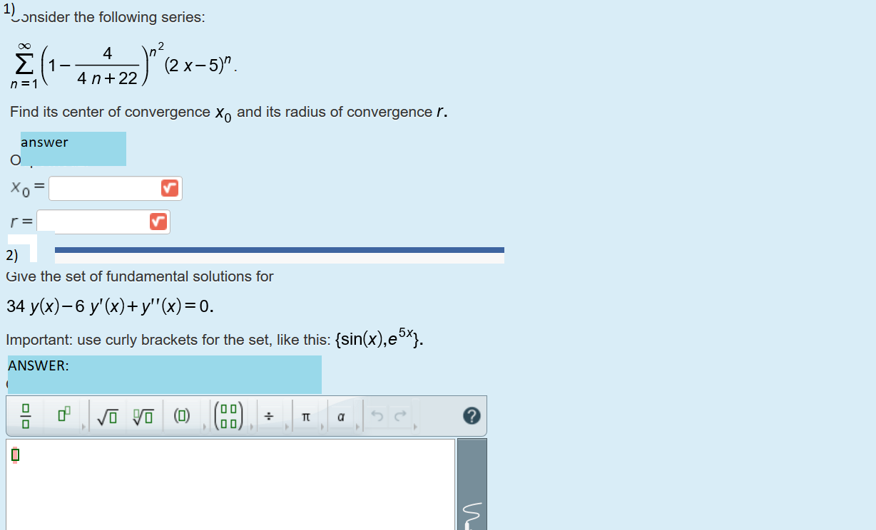 Solved 1 Consider The Following Series E 1 2x 5 N Chegg Com