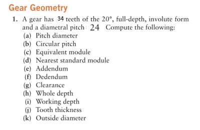 Gear Geometry 1 A Gear Has 34 Teeth Of The Chegg Com