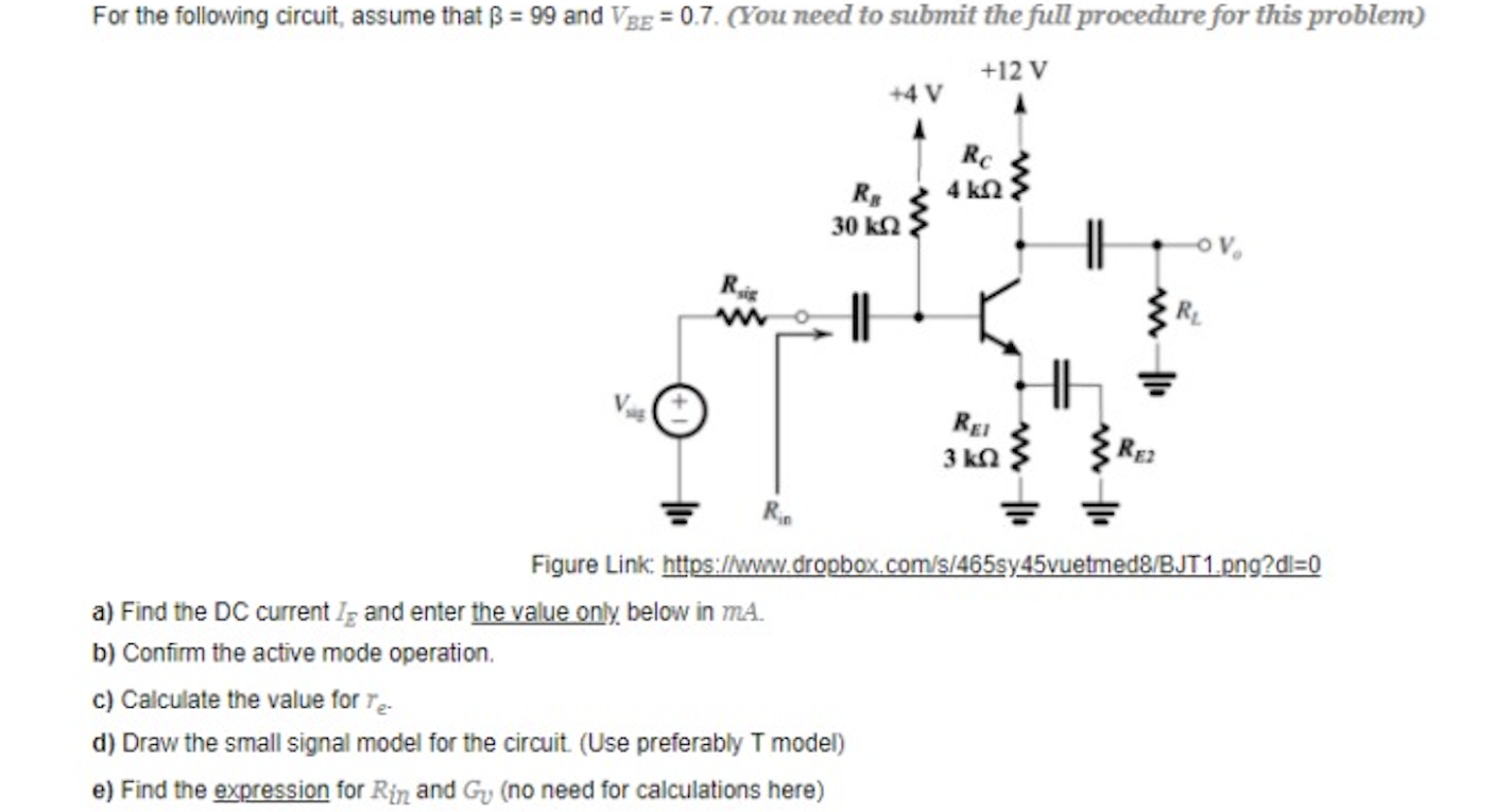 Solved For The Following Circuit Assume That Ss 99 And V Chegg Com