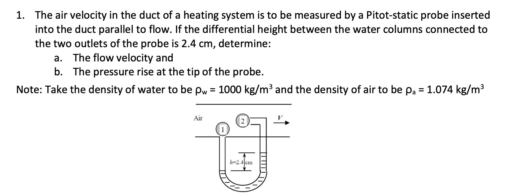 Solved 1. The air velocity in the duct of a heating system | Chegg.com
