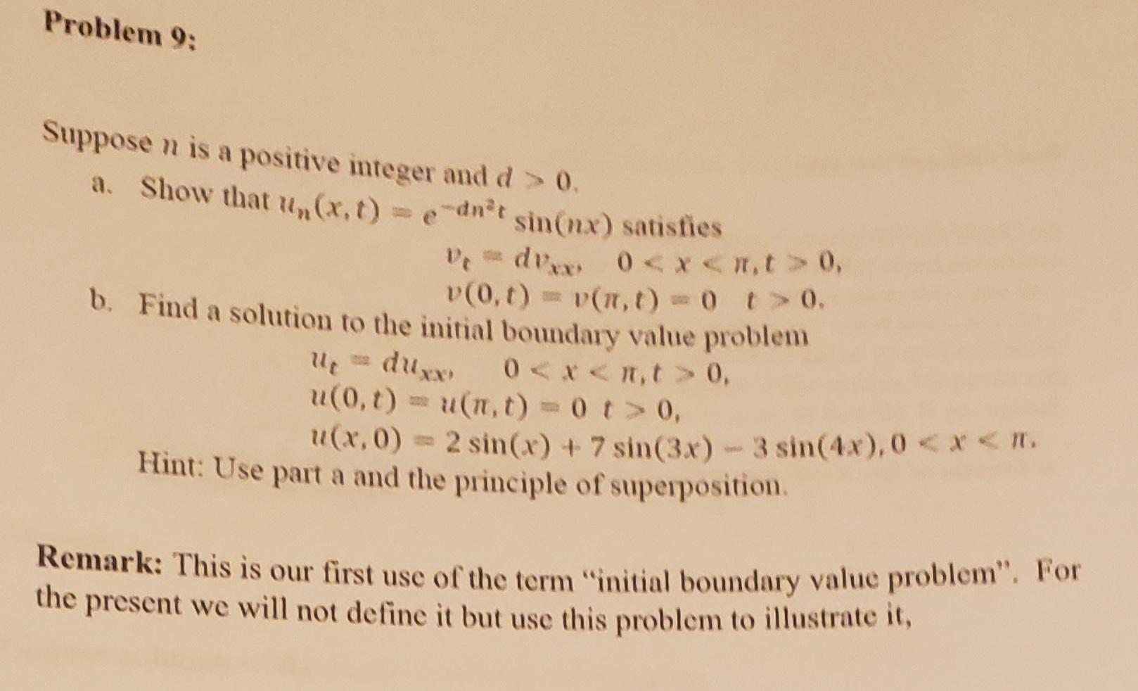 Solved Problem 9: Suppose n is a positive integer and d > 0 | Chegg.com