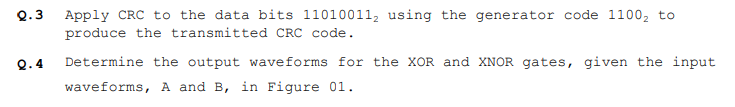 Solved + B А B ? ? Figure 1 2.3 Apply CRC to the data bits | Chegg.com