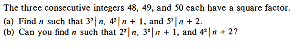 Solved The three consecutive integers 48, 49, and 50 each | Chegg.com