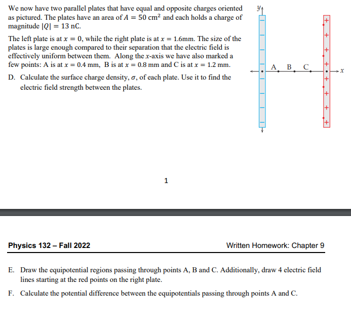 Solved We now have two parallel plates that have equal and | Chegg.com