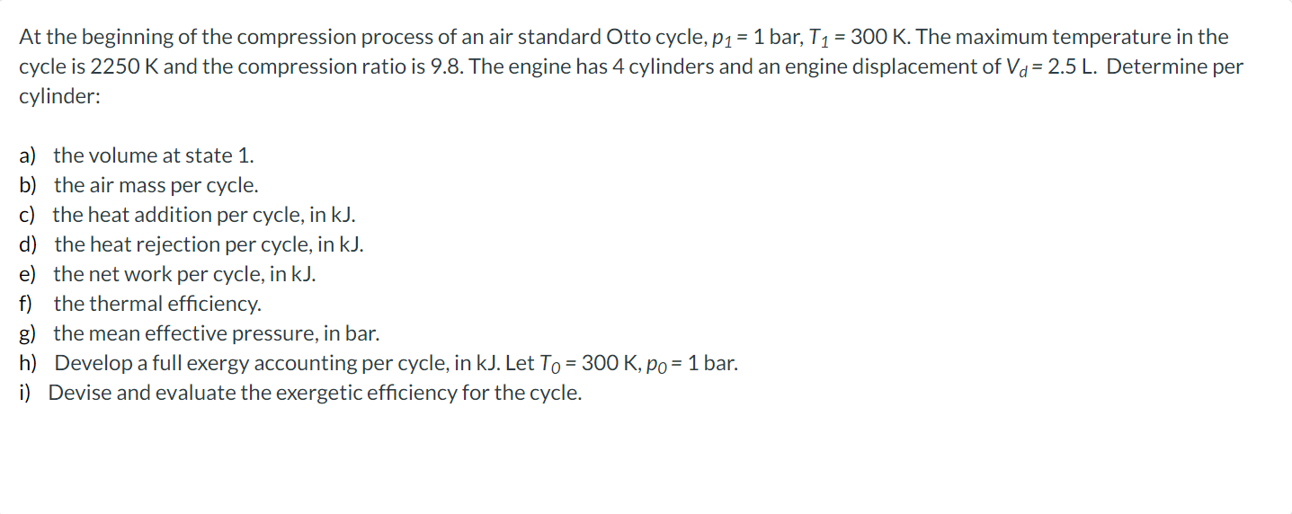 Solved At the beginning of the compression process of an air | Chegg.com