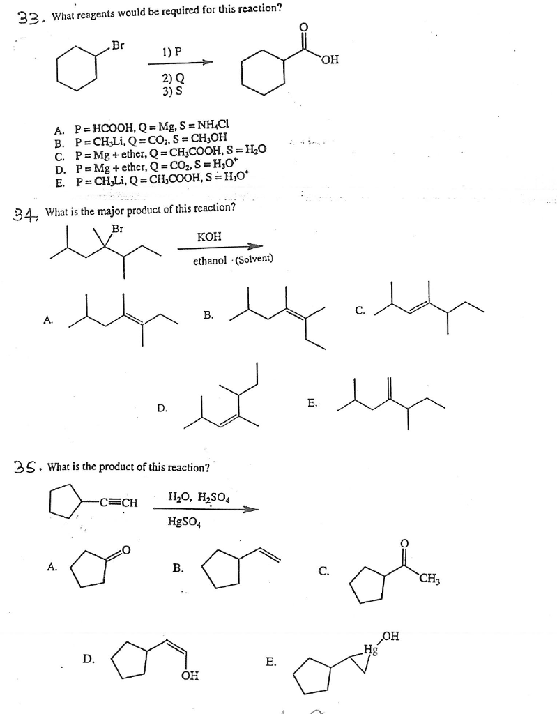 Solved 33. What reagents would be required for this | Chegg.com
