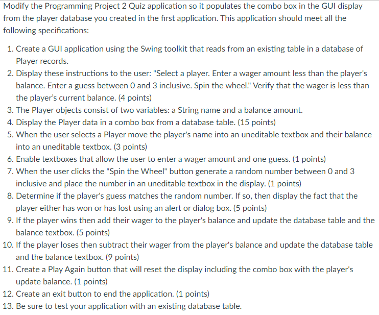 Modify the Programming Project 2 Quiz application so | Chegg.com