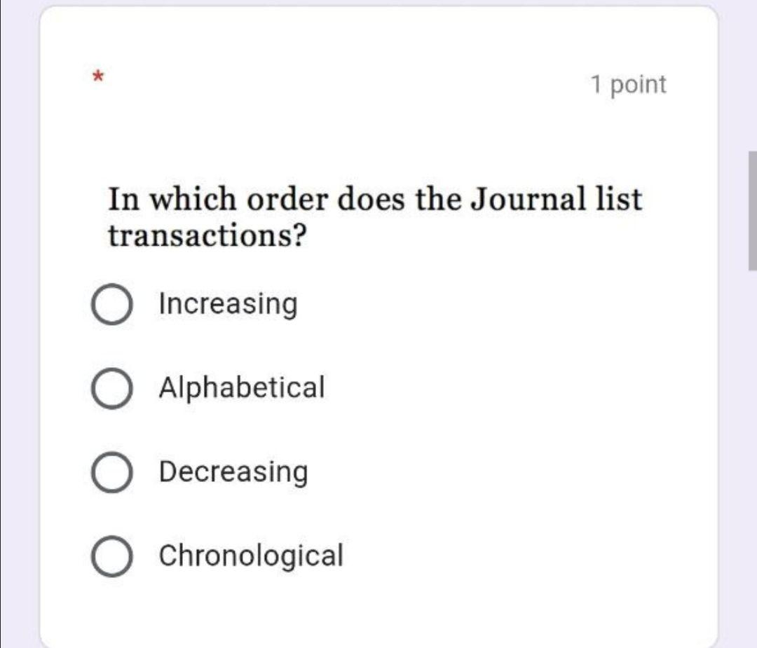 Solved 1 point In which order does the Journal list | Chegg.com