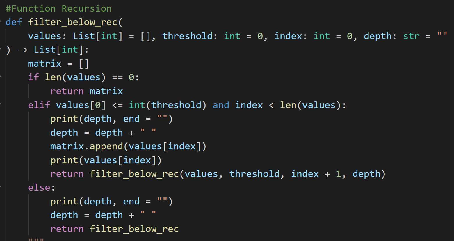 Solved = #Function Iteration def filter_below_iter(values: | Chegg.com