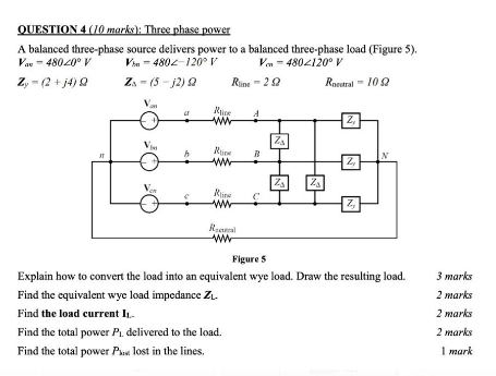Solved QUESTION 4 (10 marks: Three phase power A balanced | Chegg.com