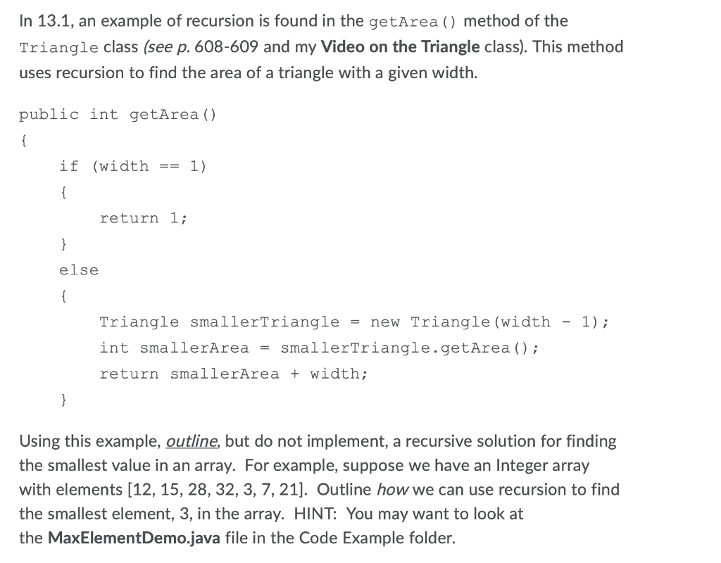 Solved In 13.1, an example of recursion is found in the | Chegg.com
