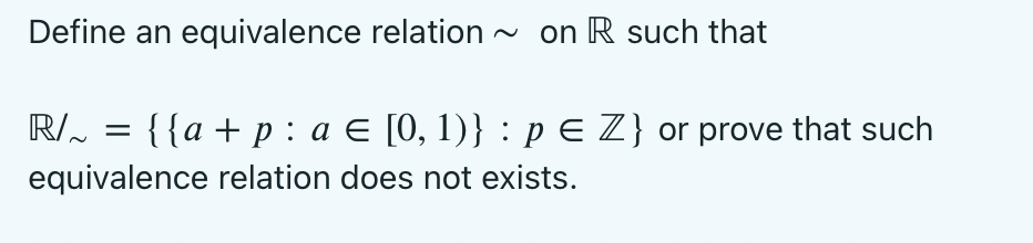 Solved Define An Equivalence Relation ∼∼ On ℝr Such 0828