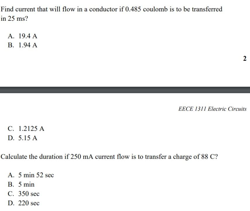 Solved Find current that will flow in a conductor if 0.485 | Chegg.com