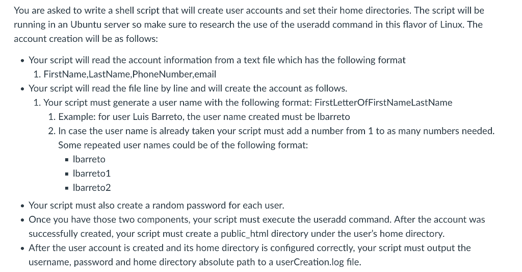 Solved You are asked to write a shell script that will | Chegg.com