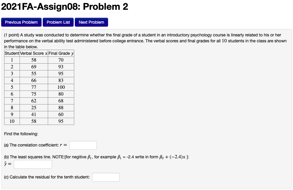 Solved Problem Four The table below provides yearly batting