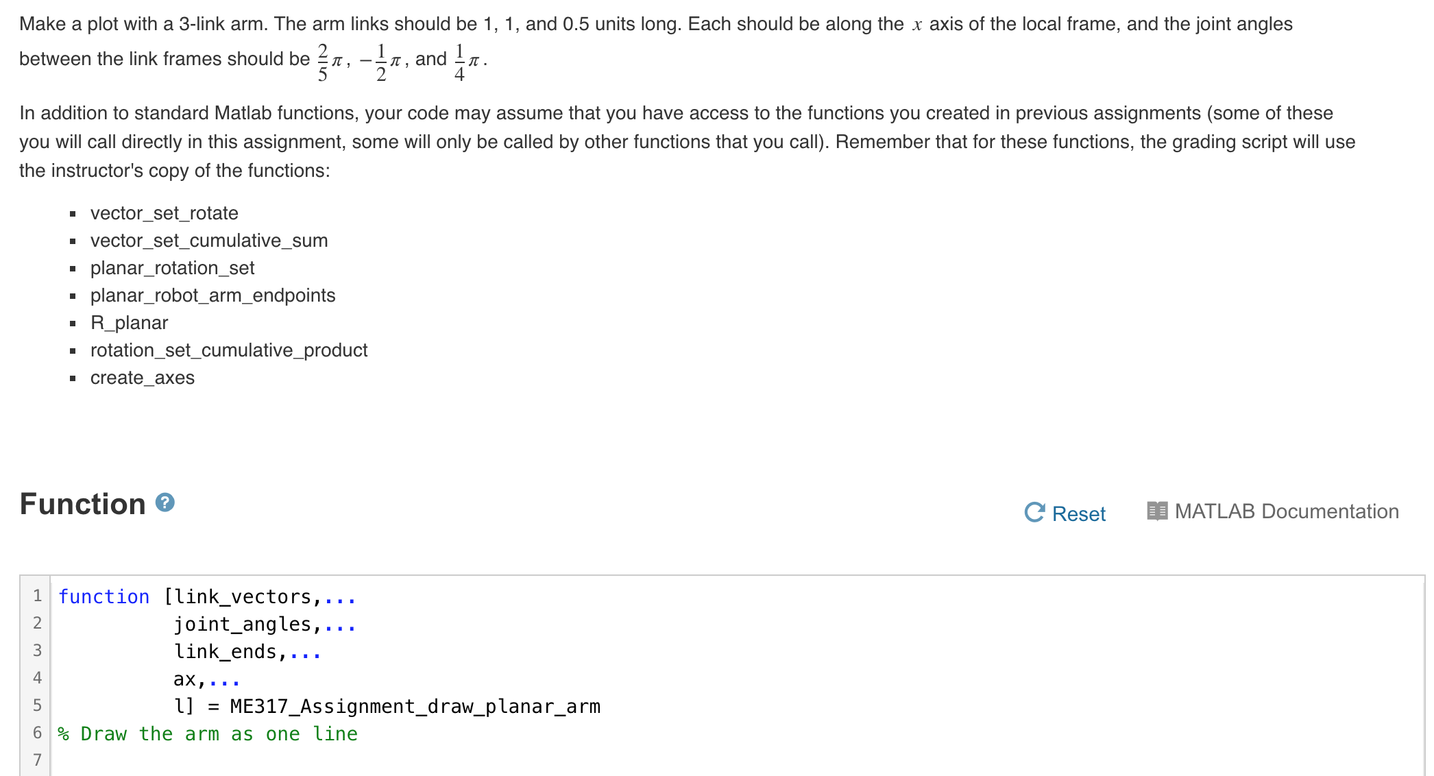Make a plot with a 3-link arm. The arm links should | Chegg.com