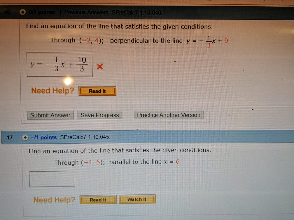 Solved Find An Equation Of The Line That Satisfies The Given