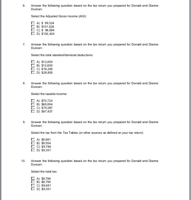 Solved 1 Answer the following questions based on the tax | Chegg.com