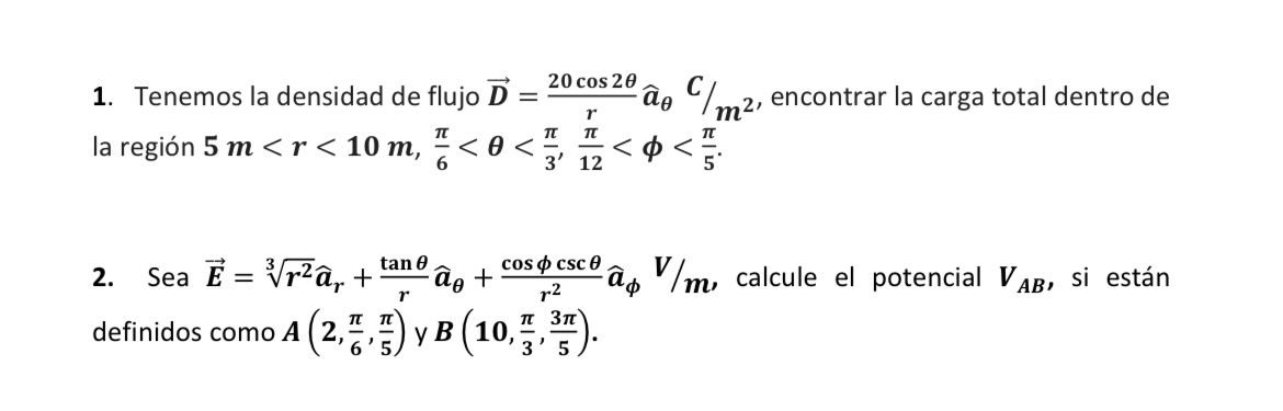 1. Tenemos la densidad de flujo D=r20cos2θaθC/m2, | Chegg.com