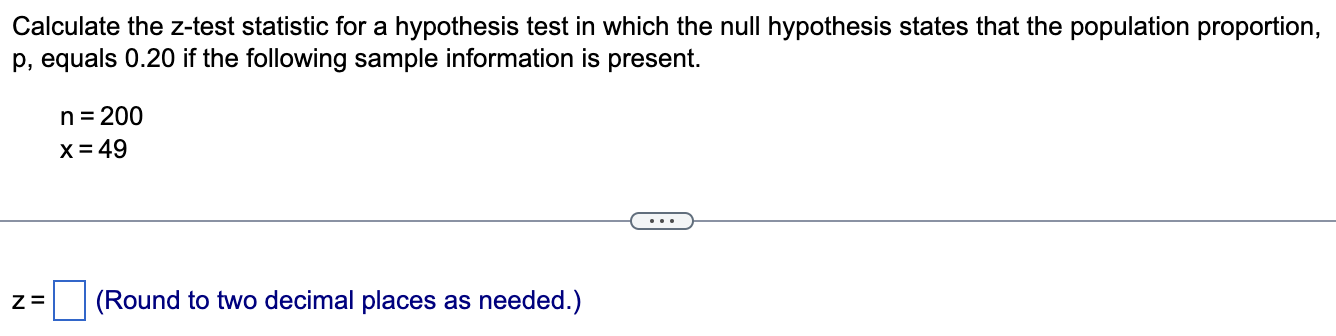 hypothesis test z statistic