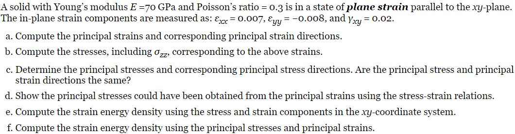 Solved A solid with Young's modulus E =70 GPa and Poisson's | Chegg.com