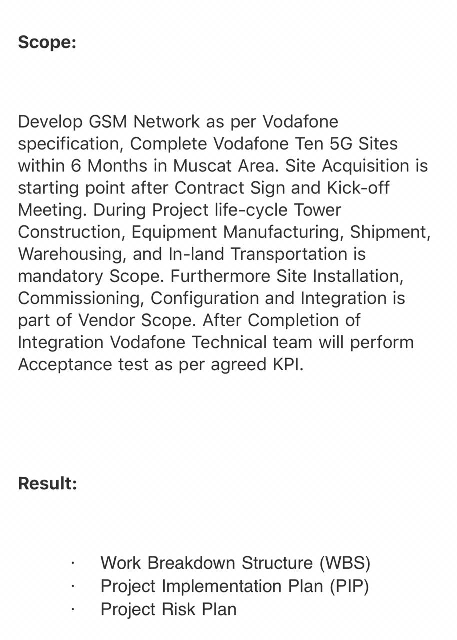 helling pot Kapitein Brie Scope: Develop GSM Network as per Vodafone | Chegg.com