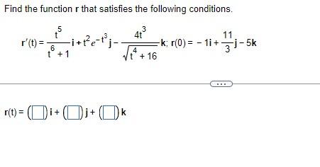 Solved Find the function r that satisfies the following | Chegg.com