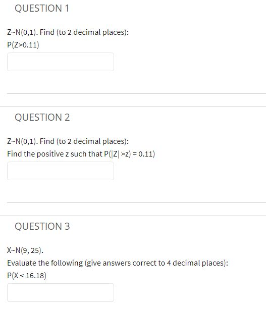 Question 1 Z N 0 1 Find To 2 Decimal Places Chegg Com