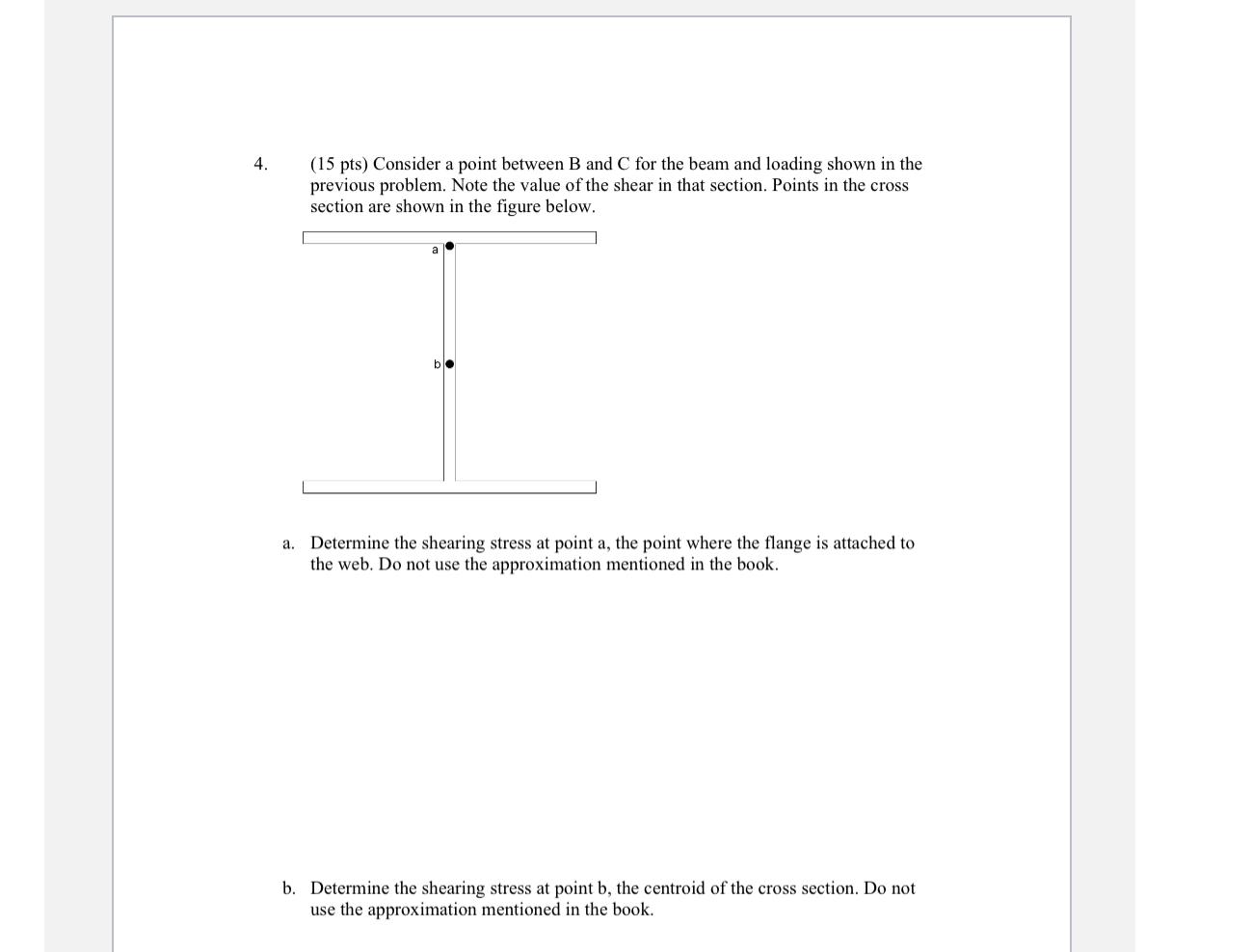 Solved 4. (15 pts) Consider a point between B and C for the | Chegg.com