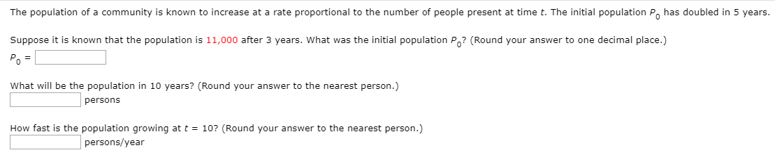 Solved The population of a community is known to increase at | Chegg.com