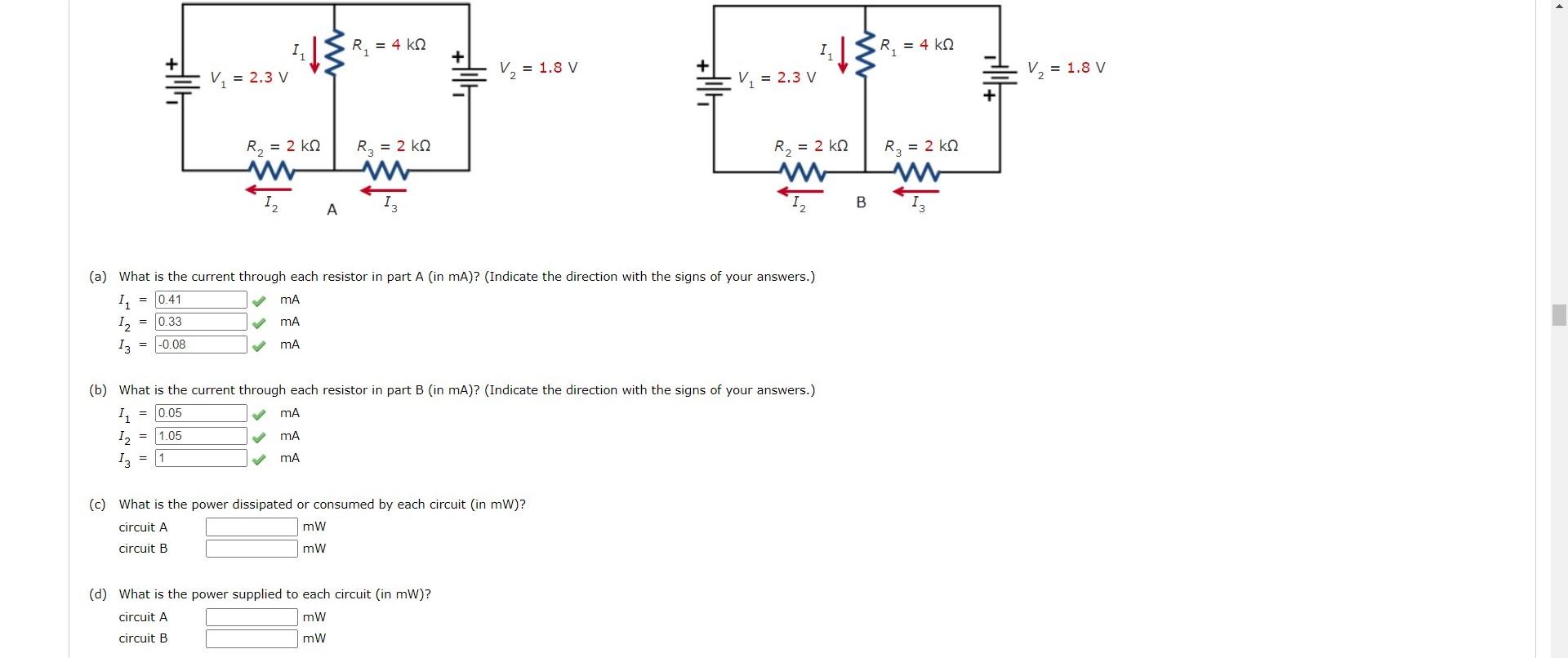 Solved (a) What is the current through each resistor in part | Chegg.com
