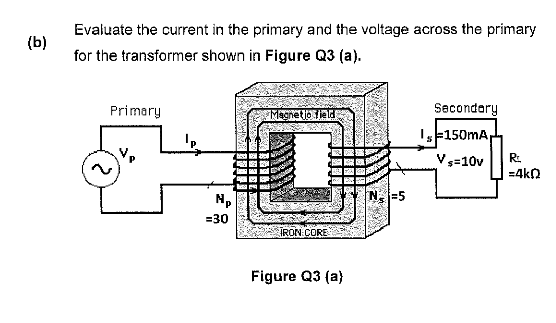 Solved (b) ﻿Evaluate the current in the primary and the | Chegg.com