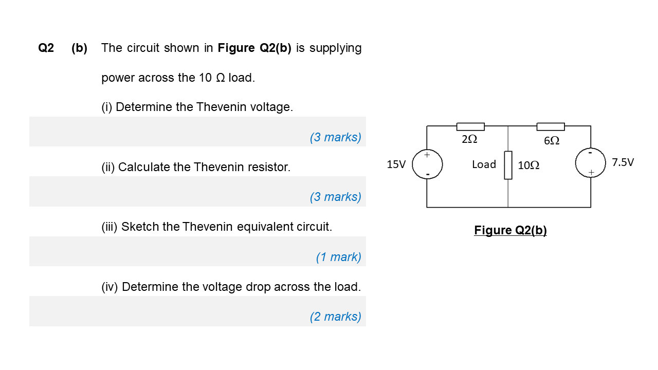 Solved Q2 (b) The circuit shown in Figure Q2(b) is supplying | Chegg.com