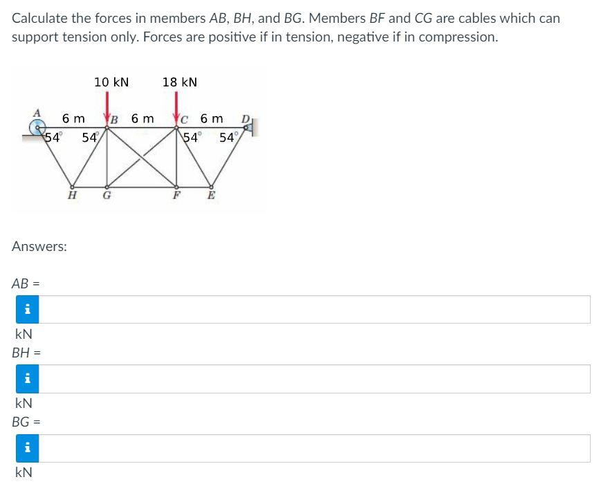 Solved Calculate The Forces In Members AB, BH, And BG. | Chegg.com