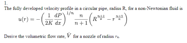 Solved The fully developed velocity profile in a circular | Chegg.com