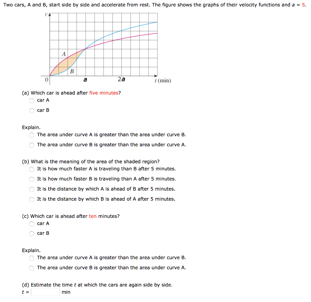 Solved Two Cars, A And B, Start Side By Side And Accelerate | Chegg.com