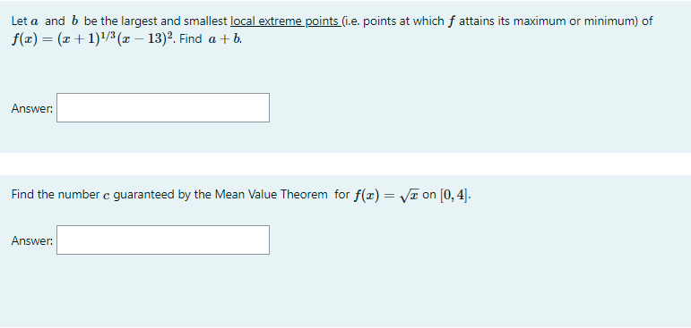 Let A And B Be The Largest And Smallest Local Extreme | Chegg.com