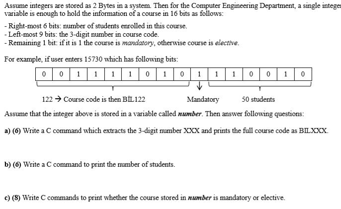 Solved Assume integers are stored as 2 Bytes in a system. | Chegg.com