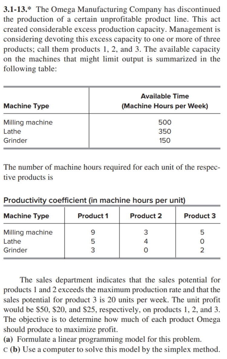 Solved 13.1-2. Consider The Product Mix Problem Described In | Chegg.com