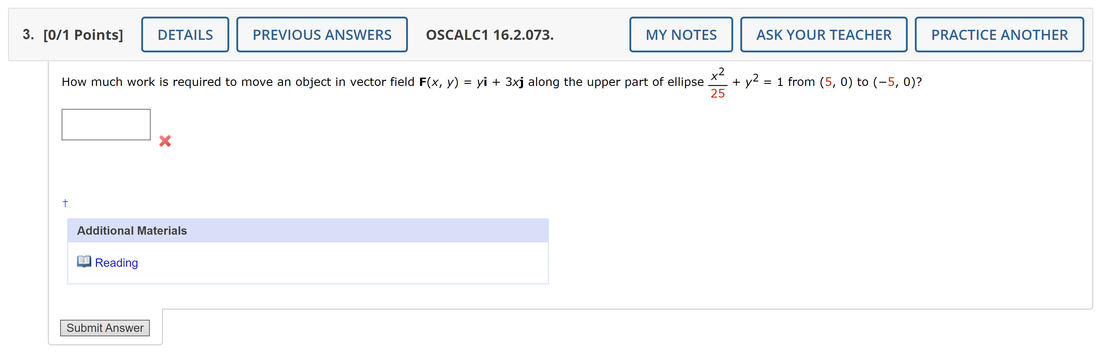 Solved How much work is required to move an object in vector | Chegg.com